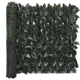Balcony Screen with Dark Green Leaves 196.9"x29.5"