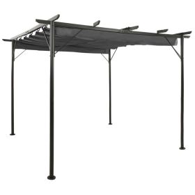 Pergola with Retractable Roof Anthracite 9.8'x9.8' Steel 0.6 oz/ftÂ²
