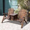 Wooden Chair Loveseat with Inset Ice Bucket Garden chairs/courtyard chairs