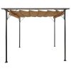 Pergola with Retractable Roof Taupe 9.8'x9.8' Steel 0.6 oz/ftÂ²